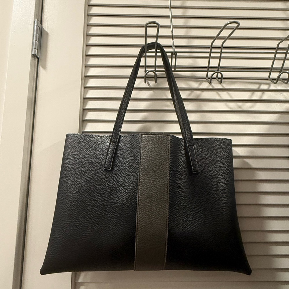 Vince Camuto Elegant Black and Gray Tote Bag